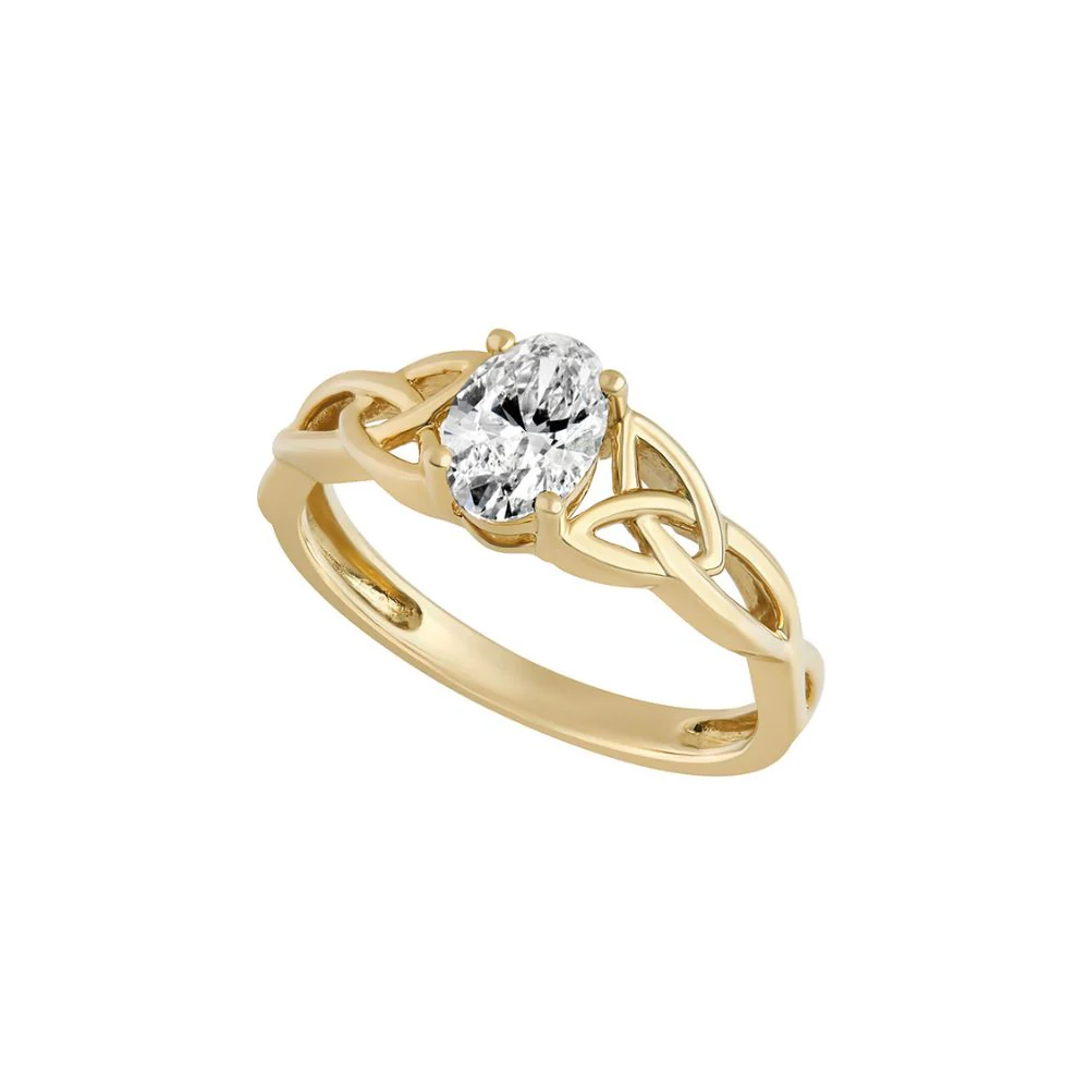 14K Gold Lab Diamond Celtic Trinity Knot Ring