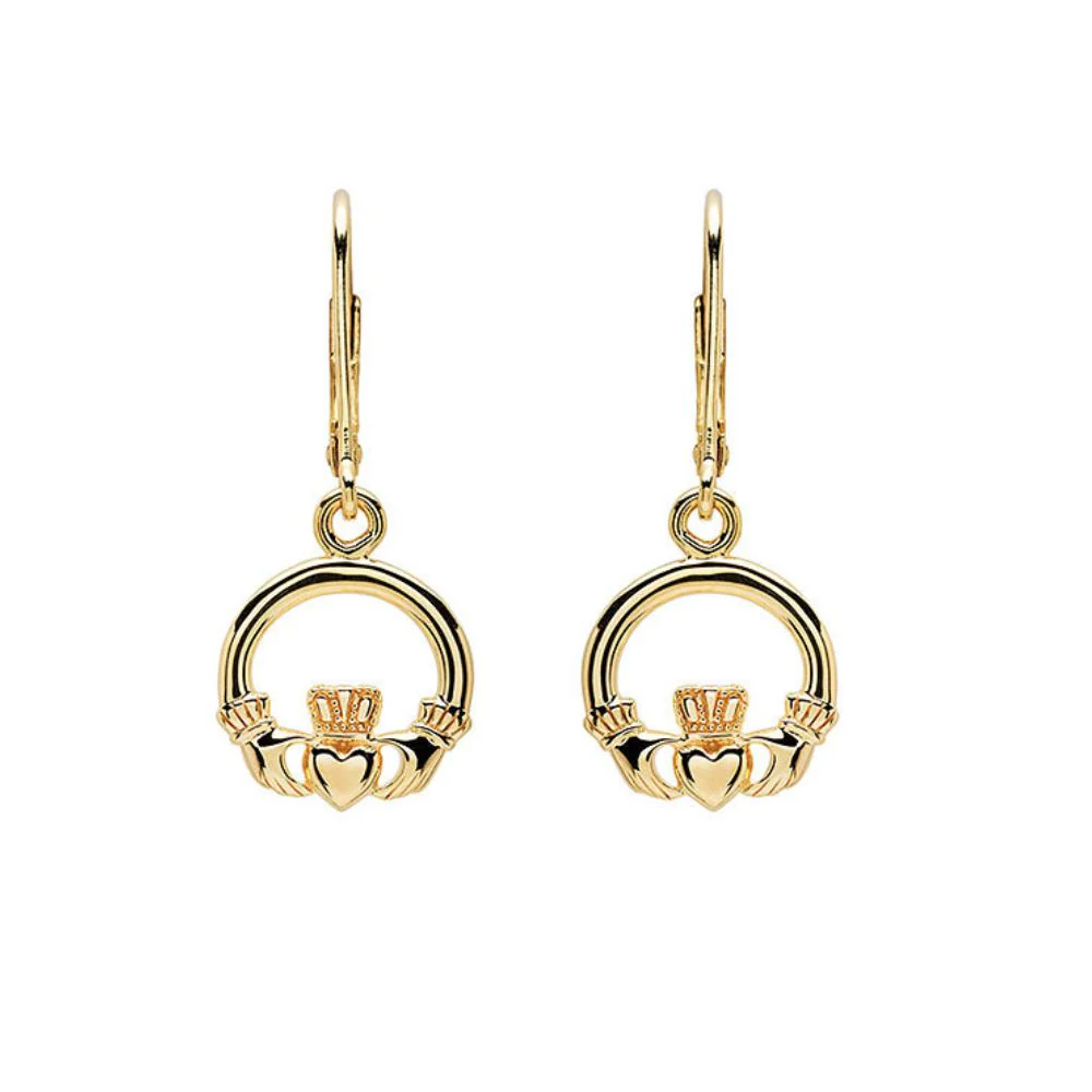 14K Gold Vermeil Claddagh Drop Earrings