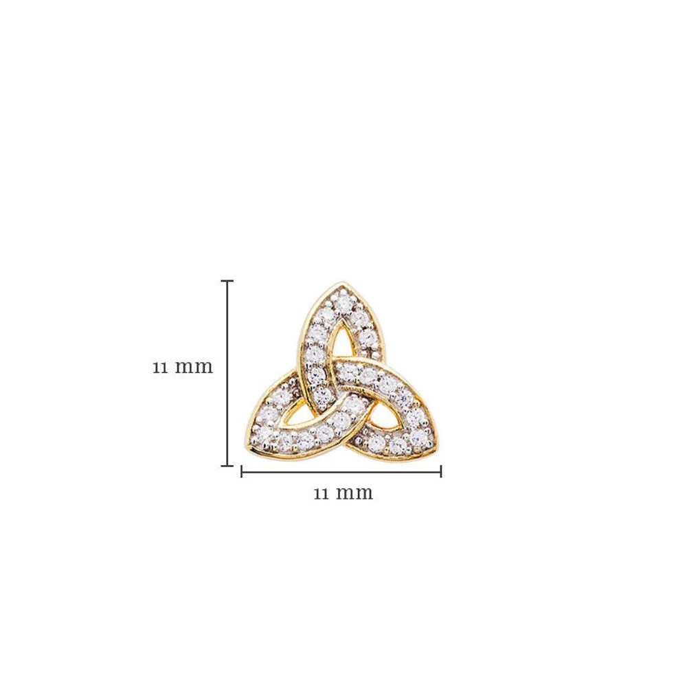 14K Gold Vermeil CZ Encrusted Trinity Knot Earrings - Image 3