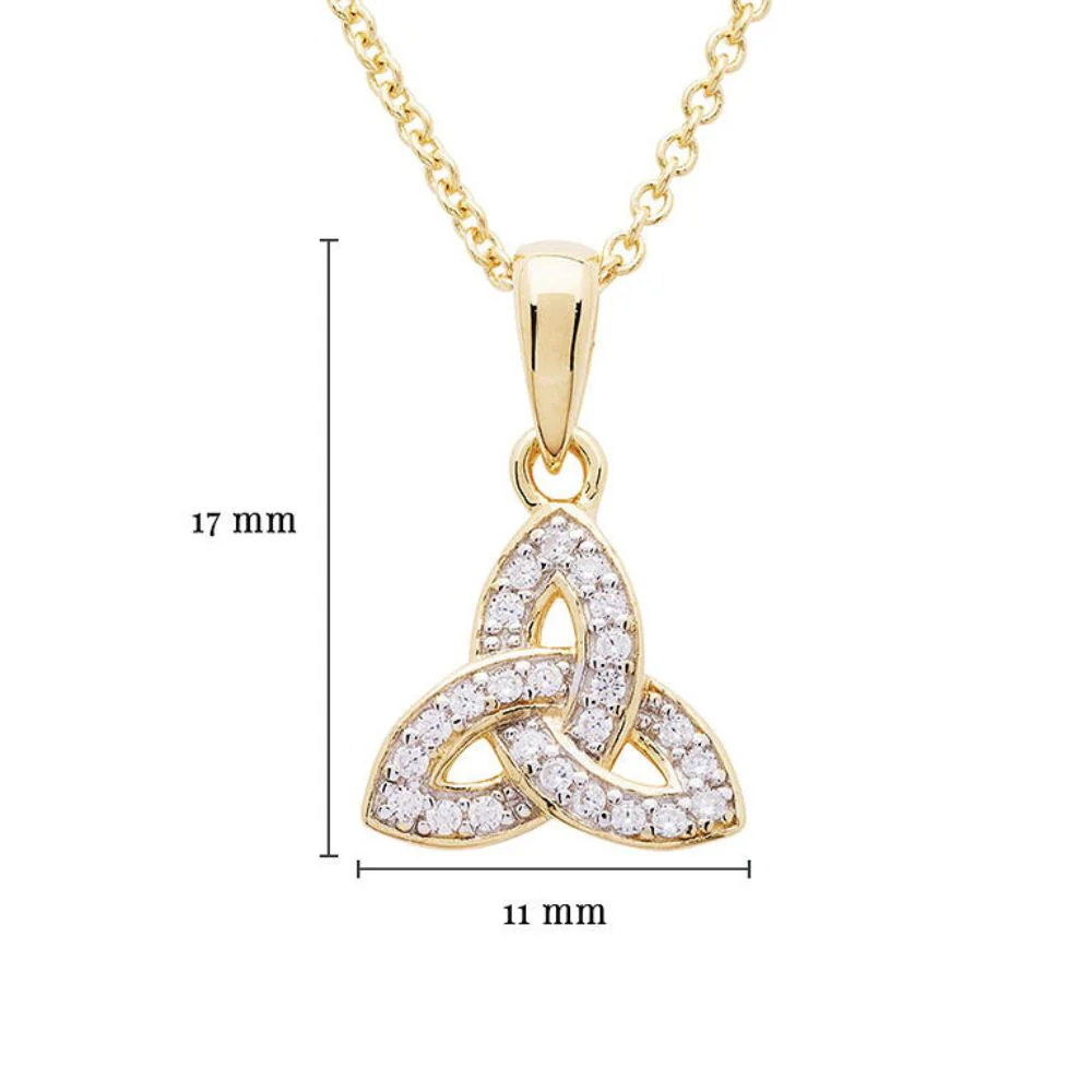 14K Gold Vermeil CZ Encrusted Trinity Knot Necklace - Image 3