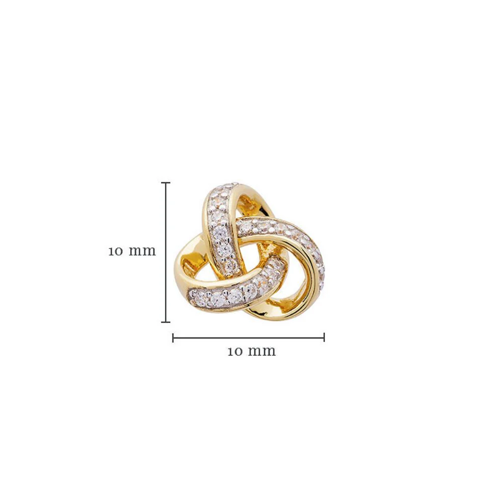 14K Gold Vermeil CZ Entwined Trinity Knot Stud Earrings - Image 3