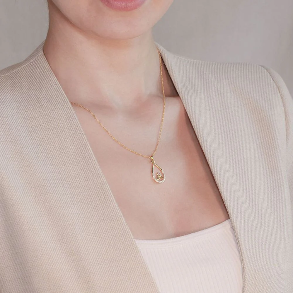 14K Gold Vermeil CZ Teardrop Trinity Knot Necklace - Image 2