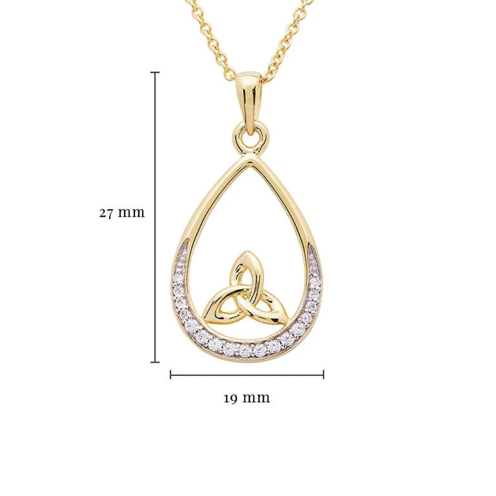 14K Gold Vermeil CZ Teardrop Trinity Knot Necklace - Image 3