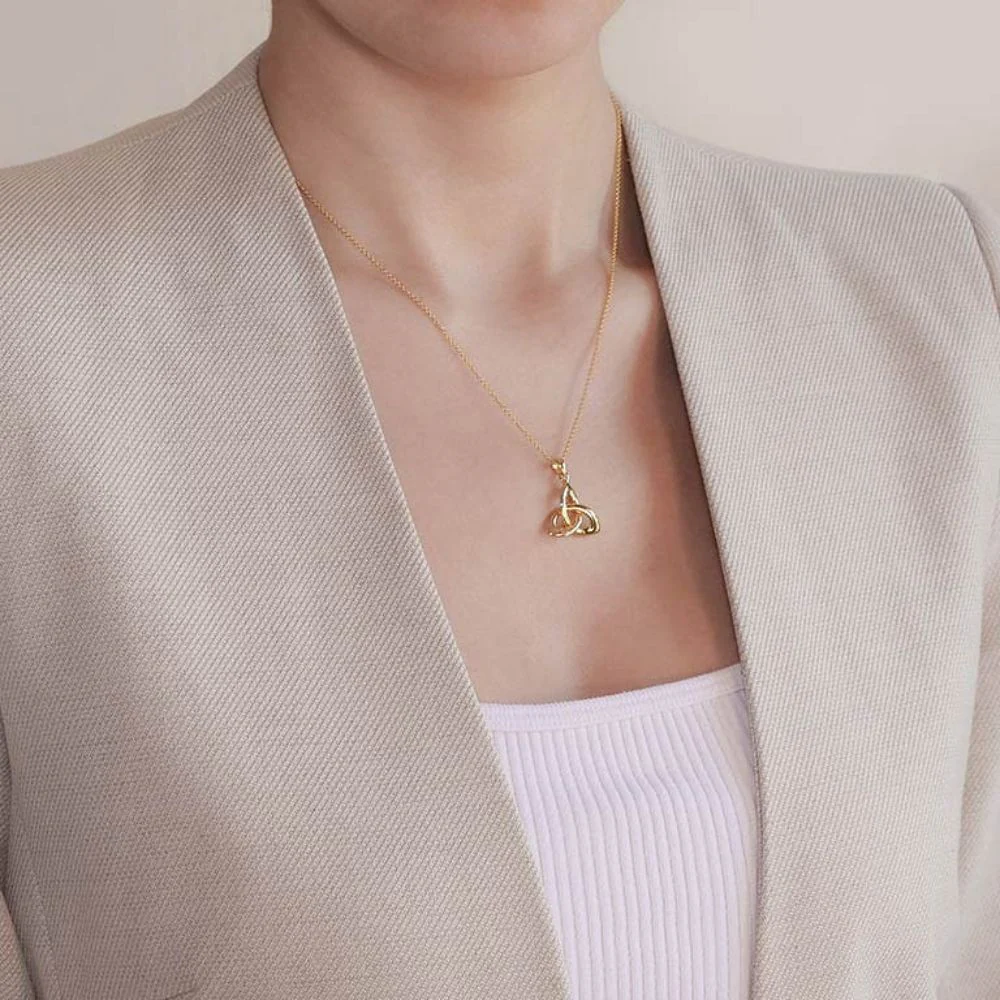 14K Gold Vermeil Trinity Knot Necklace - Image 2