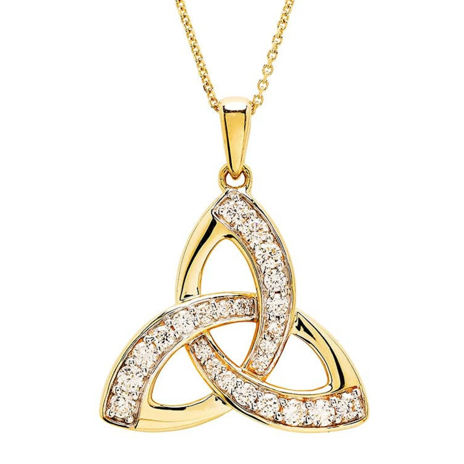 14K Lab Diamond Detailed Trinity Knot Necklace
