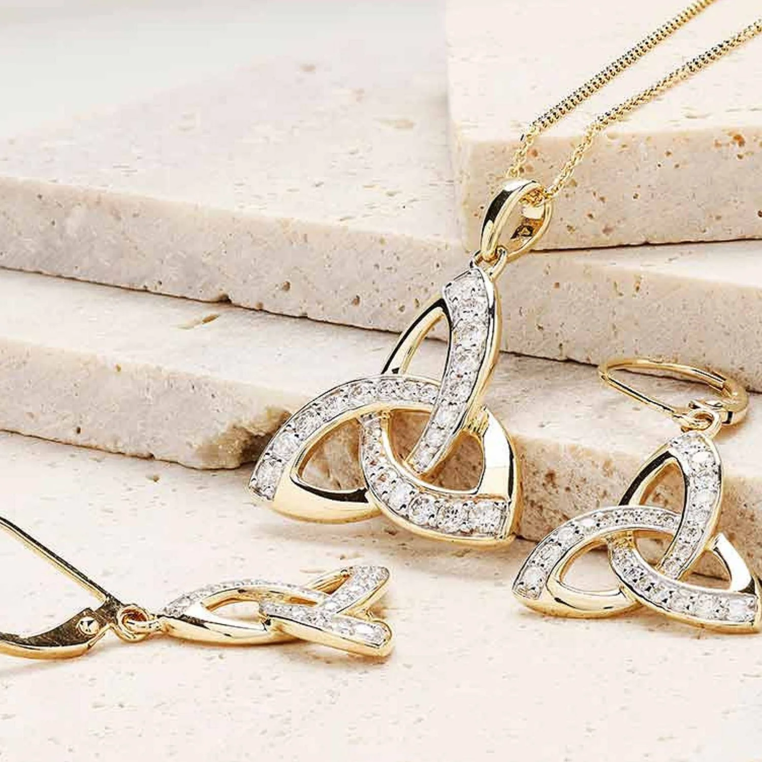 14K Lab Diamond Detailed Trinity Knot Necklace - Image 3