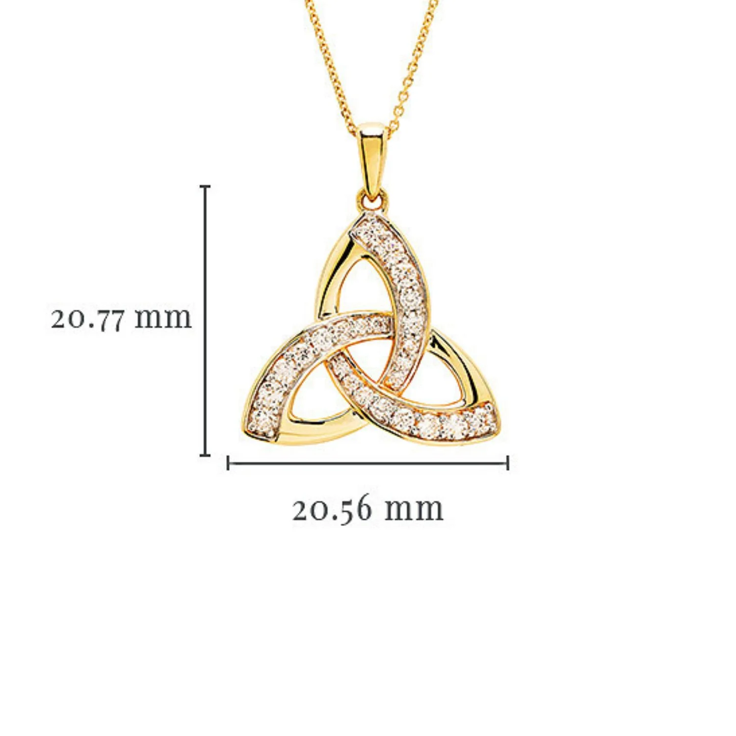 14K Lab Diamond Detailed Trinity Knot Necklace - Image 4