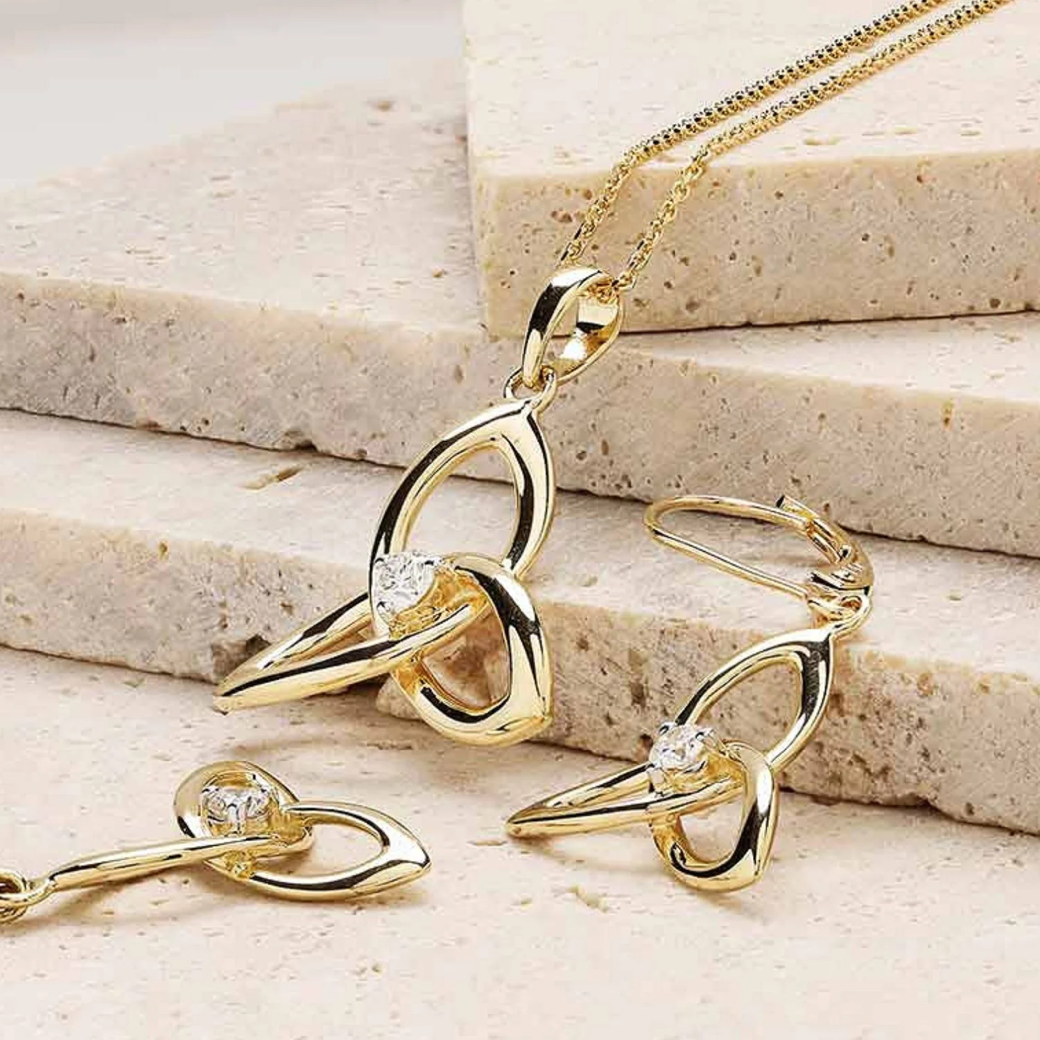 14K Lab Diamond Trinity Knot Drop Earrings - Image 2