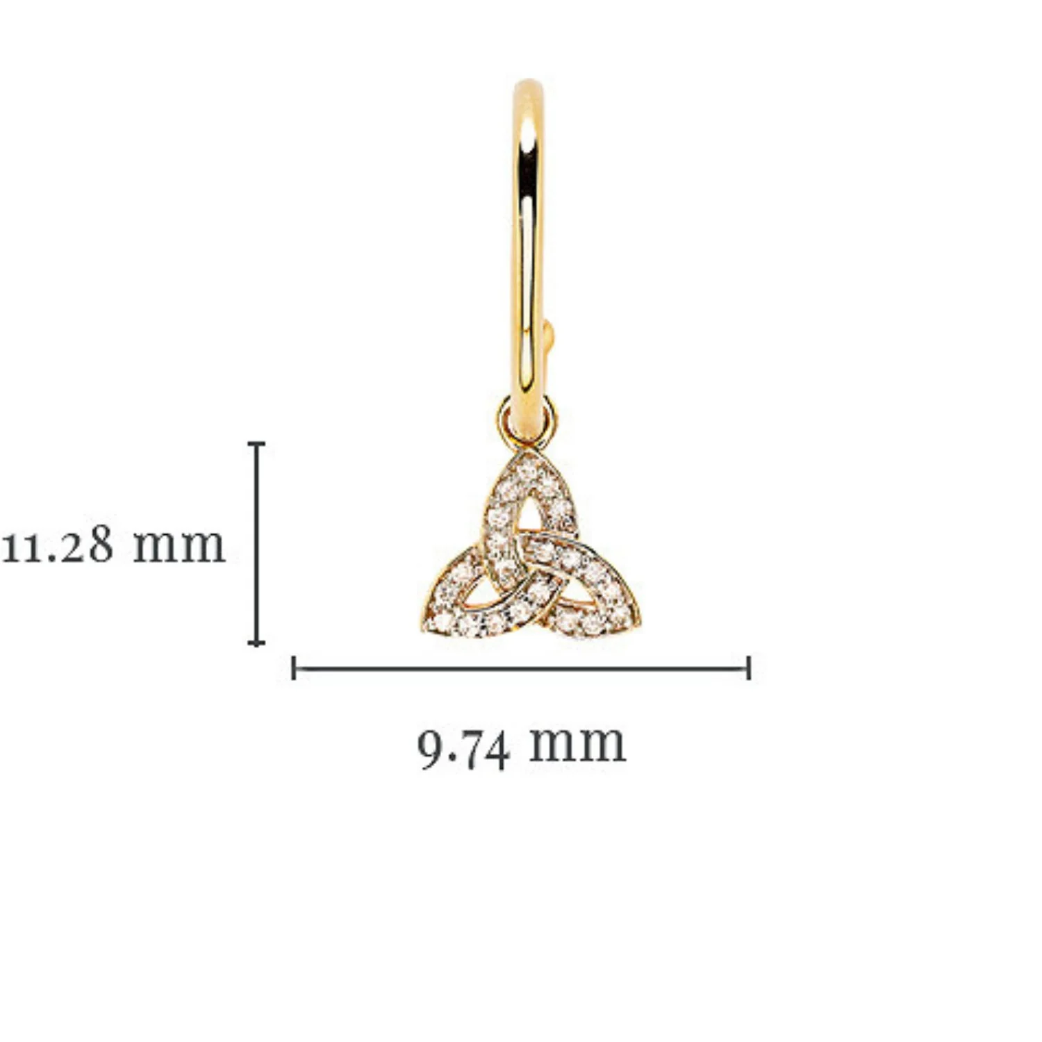 14K Lab Diamond Trinity Knot Hoop Earrings - Image 4
