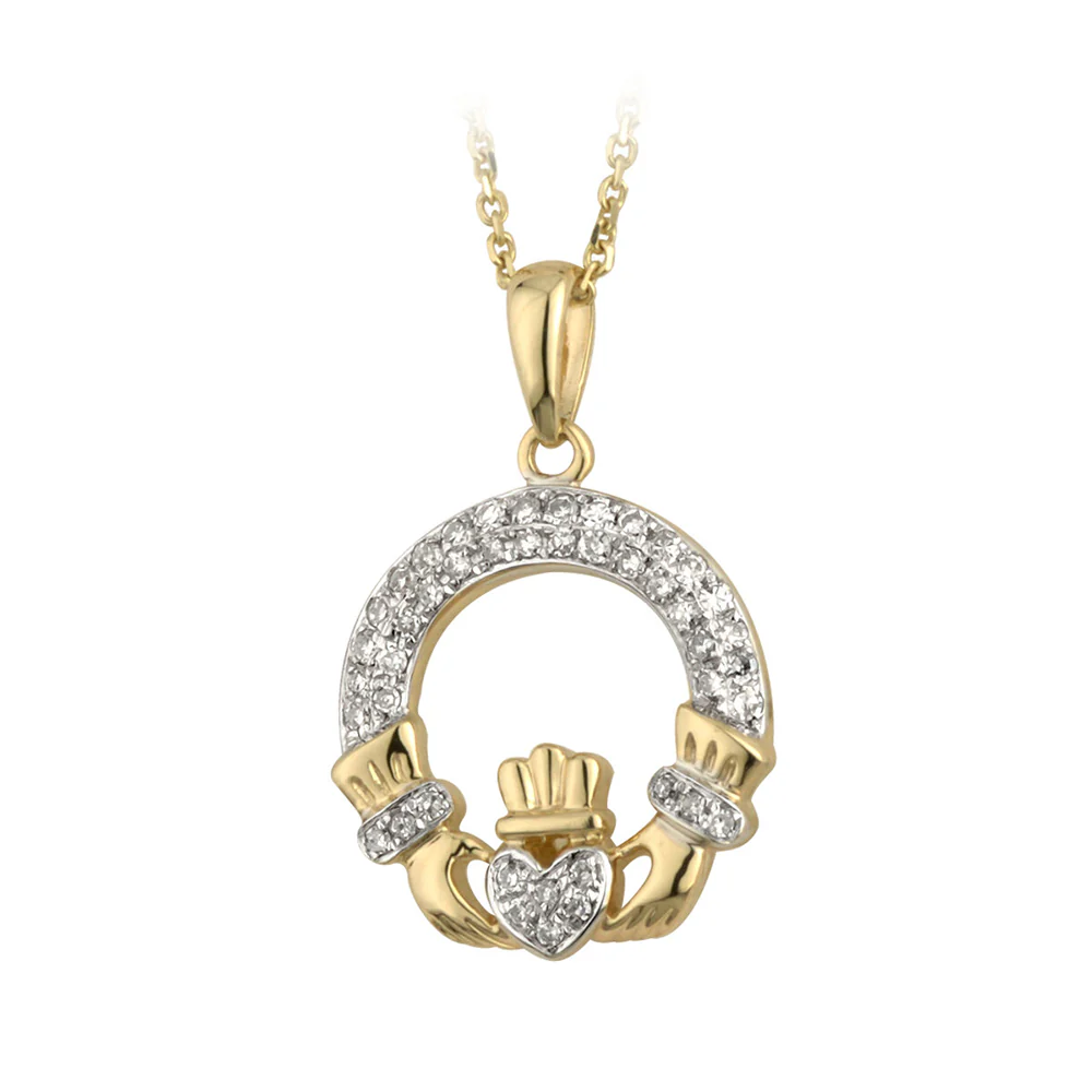14K Diamond Claddagh Pendant - Image 2