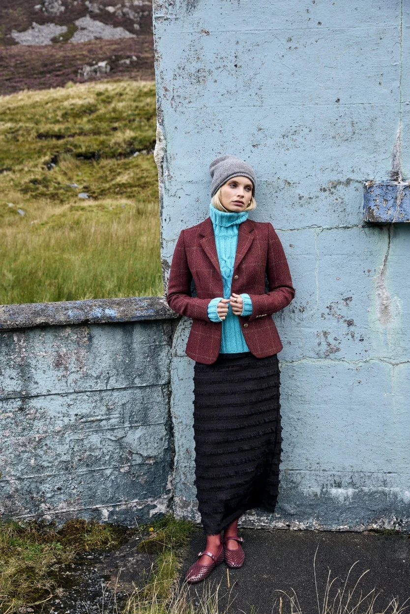 Aqua Cable & Ribbed Polo Neck Sweater - Image 2
