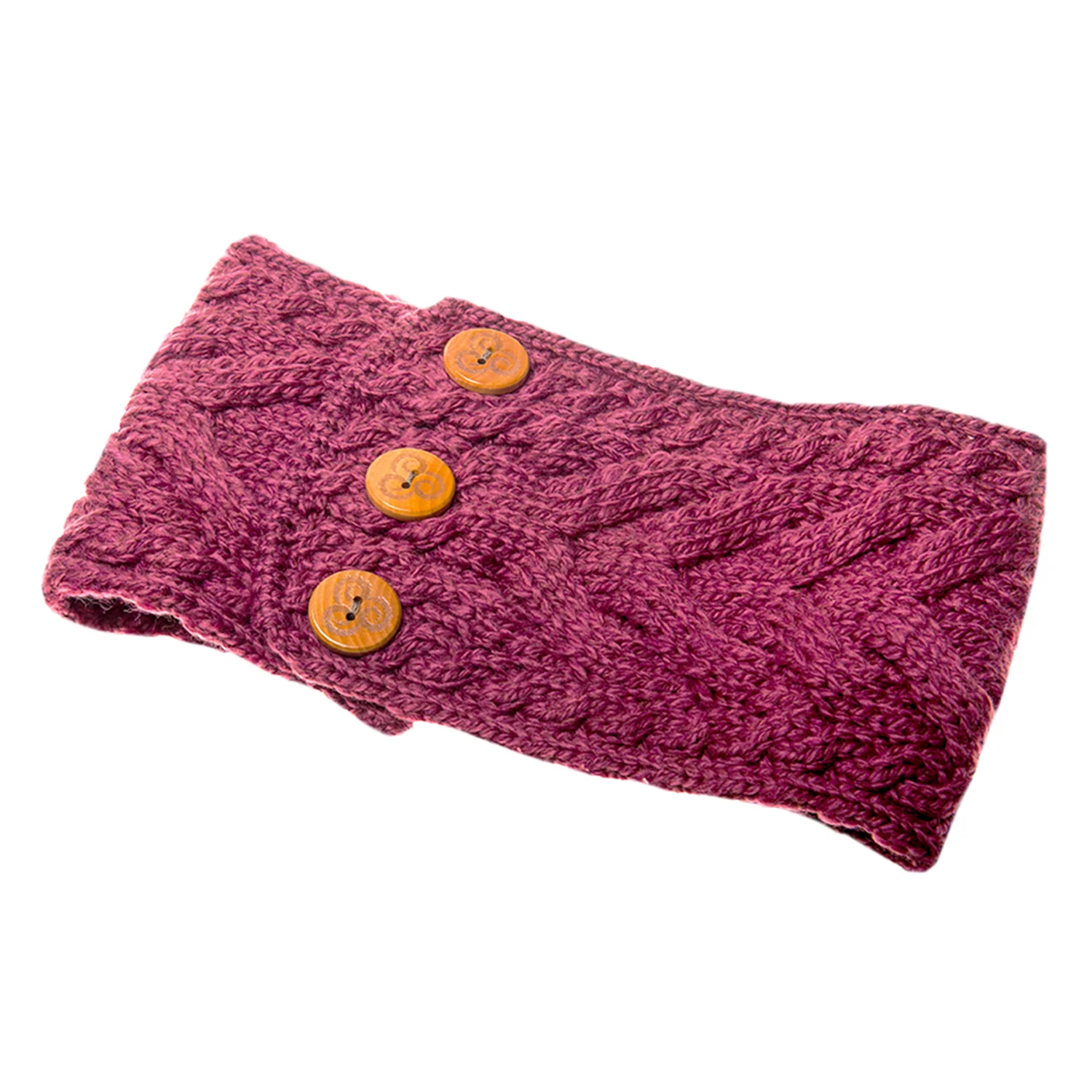 Rose Aran Knitted Headband with Buttons - Image 3