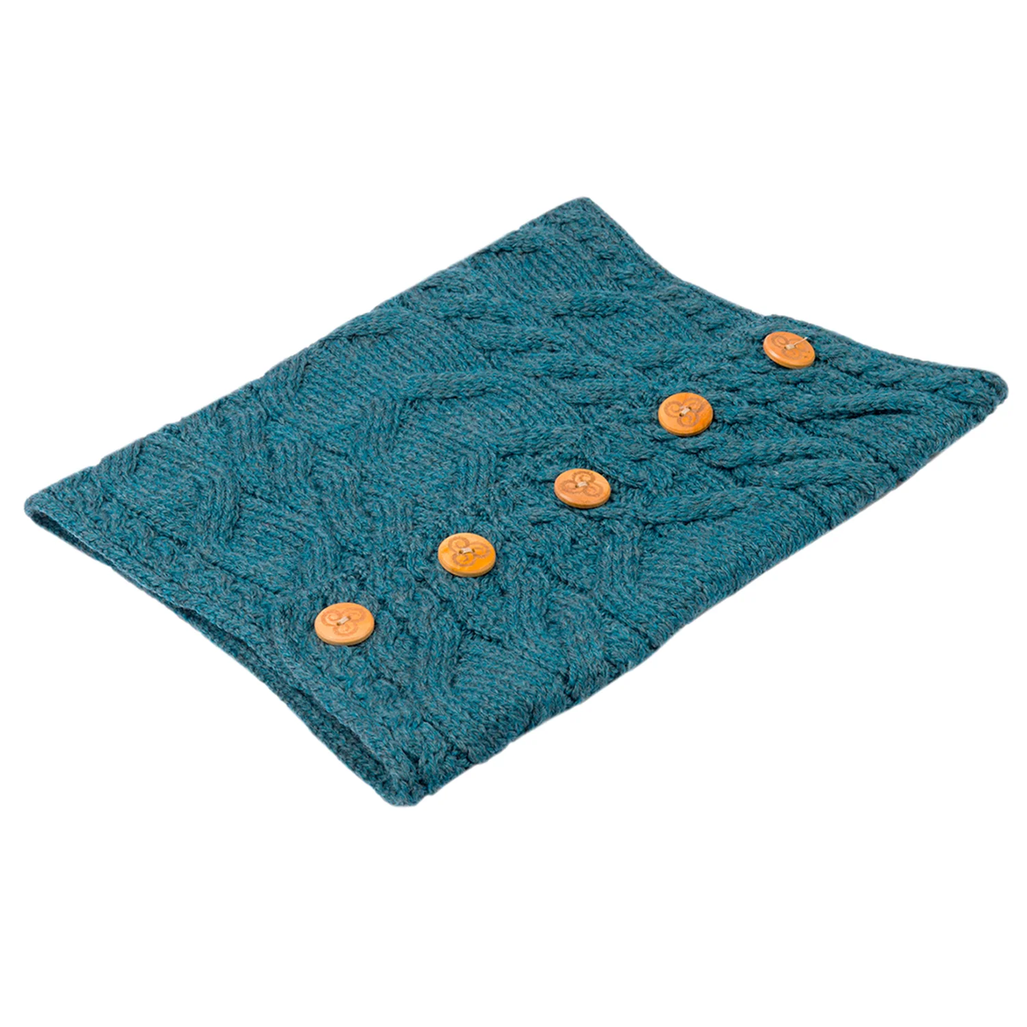Petrol Aran Snood with Buttons - Image 2