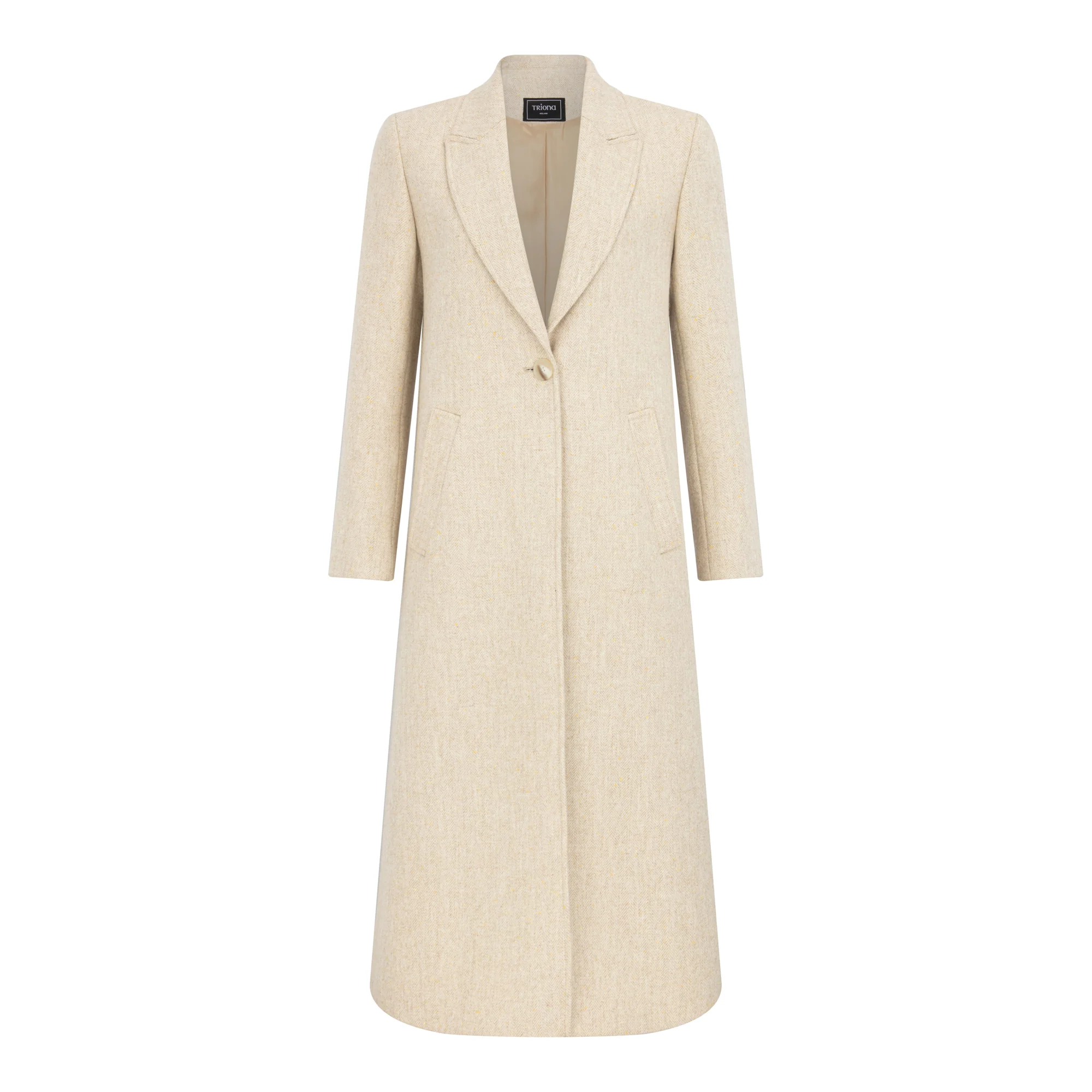 Beige Herringbone Shannon Tweed Coat - Image 3