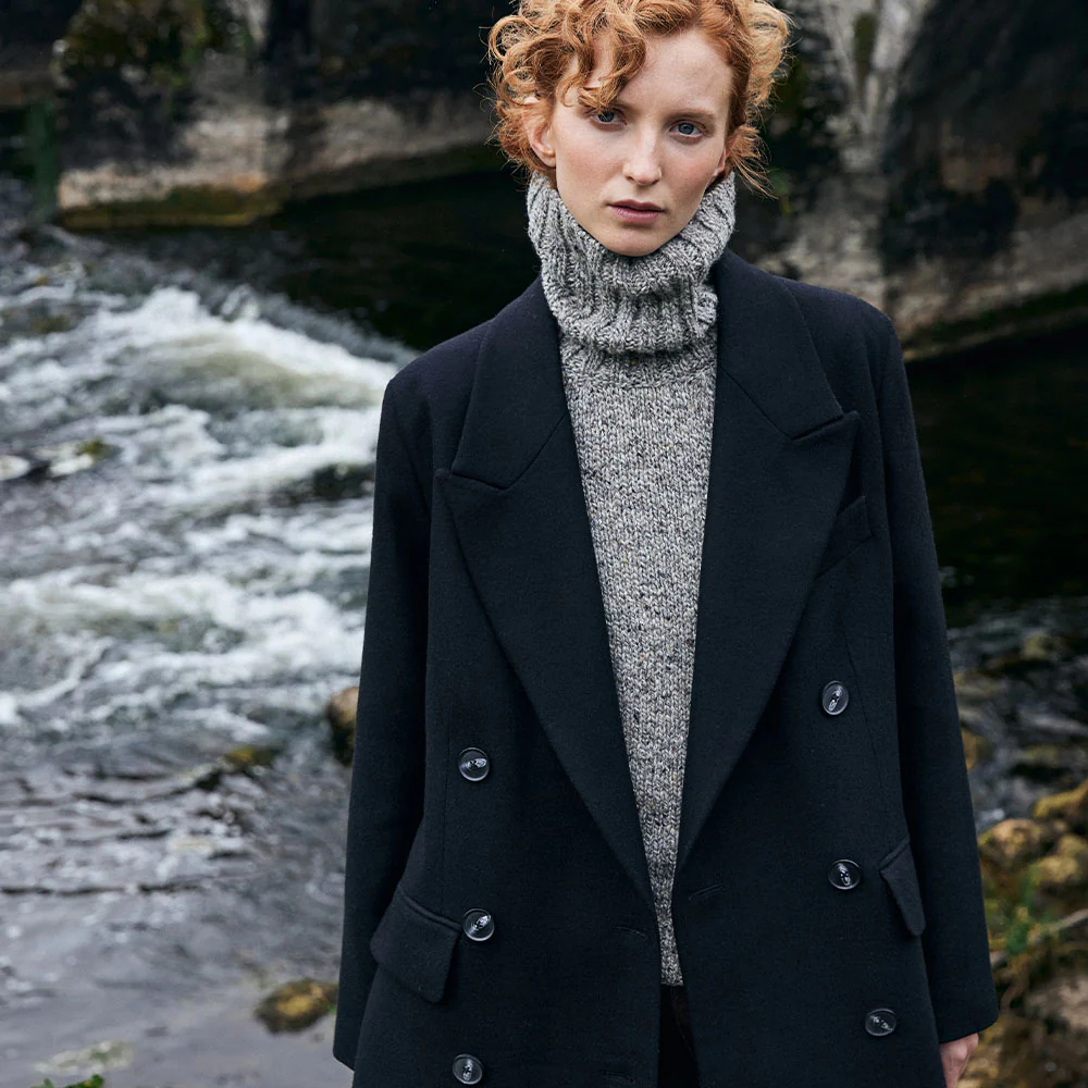 Black Twill Niamh Double Breasted Coat - Image 6