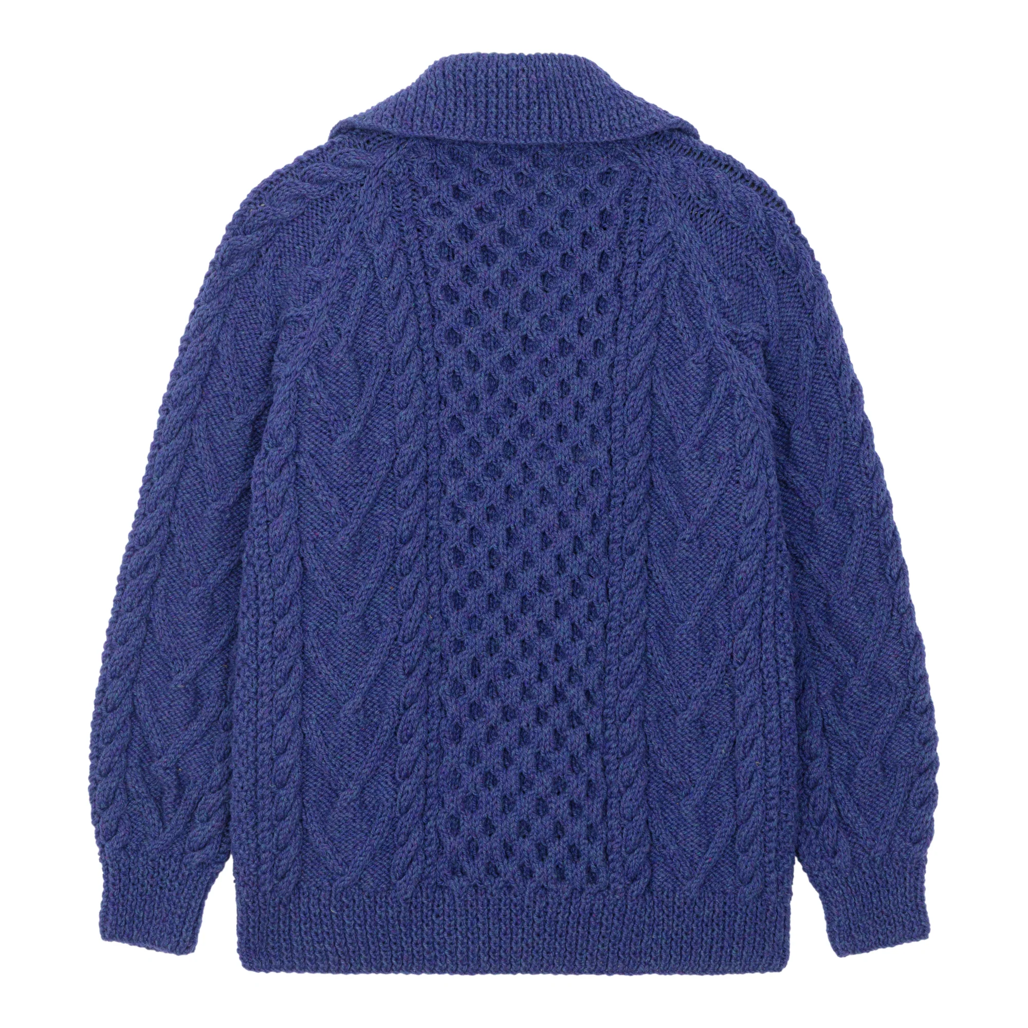 Blue Unisex Hand Knit Full Zip Sweater - Image 2