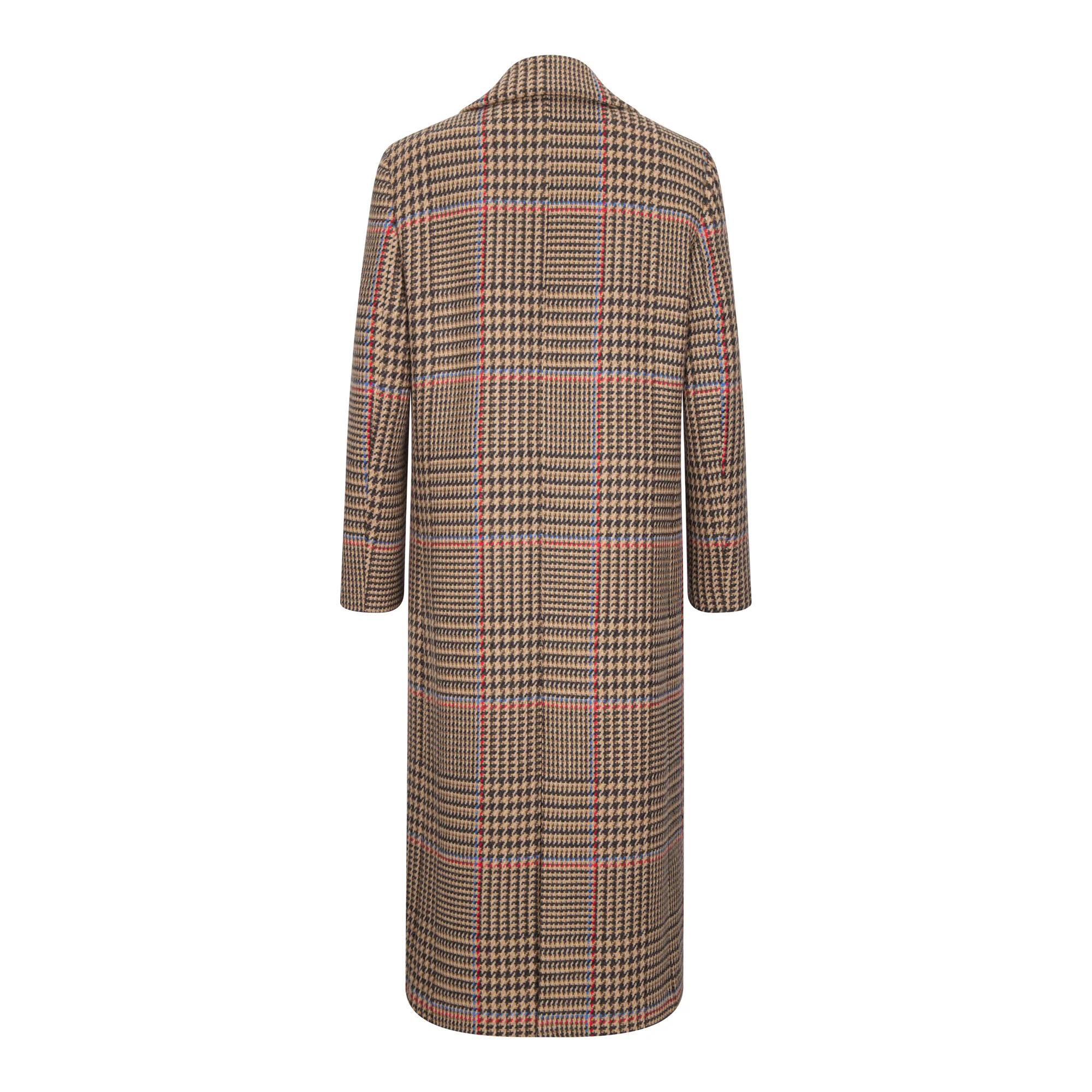 Brown & Red Houndstooth Merino and Cashmere Niamh Double Breasted Coat - Image 6