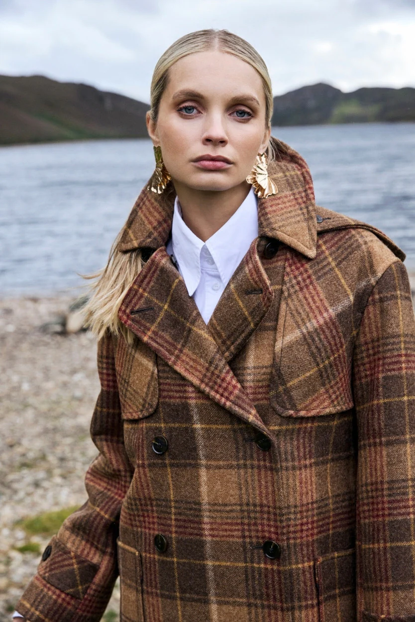 Camel & Red Check Caitlin Duffle Coat - Image 2
