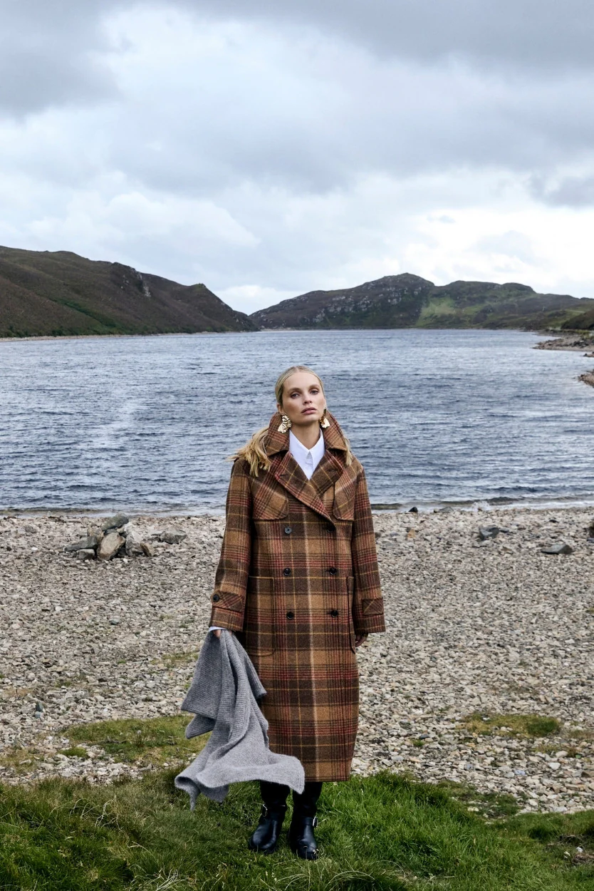 Camel & Red Check Caitlin Duffle Coat - Image 4