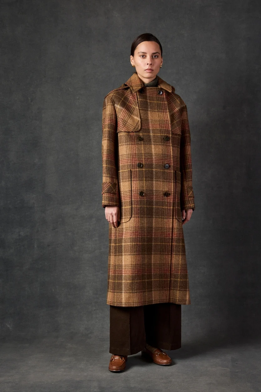 Camel & Red Check Caitlin Duffle Coat - Image 5