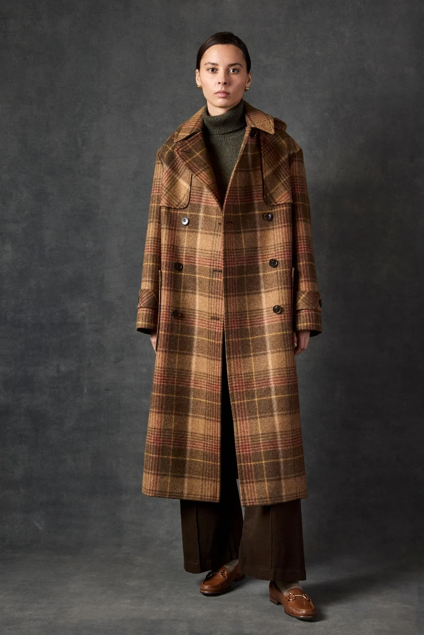 Camel & Red Check Caitlin Duffle Coat - Image 6