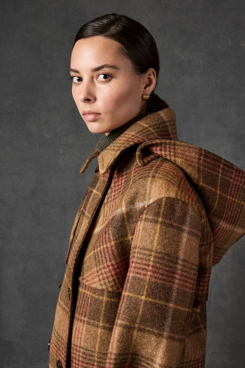 Camel & Red Check Caitlin Duffle Coat - Image 7