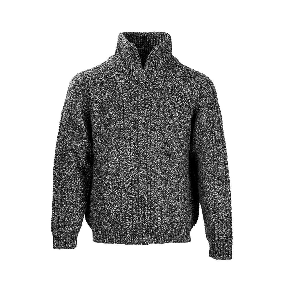 Charcoal Unisex Hand Knit Aran Cardigan - Image 4