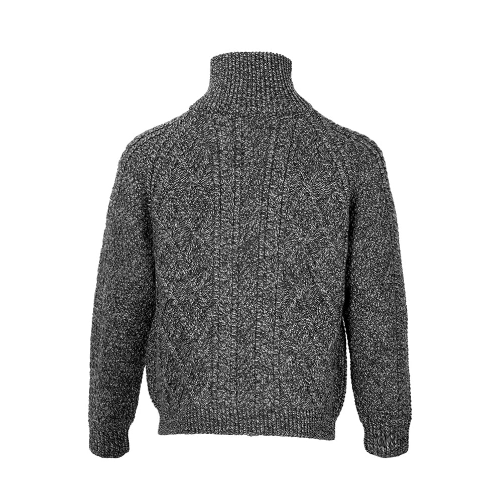 Charcoal Unisex Hand Knit Aran Cardigan - Image 5