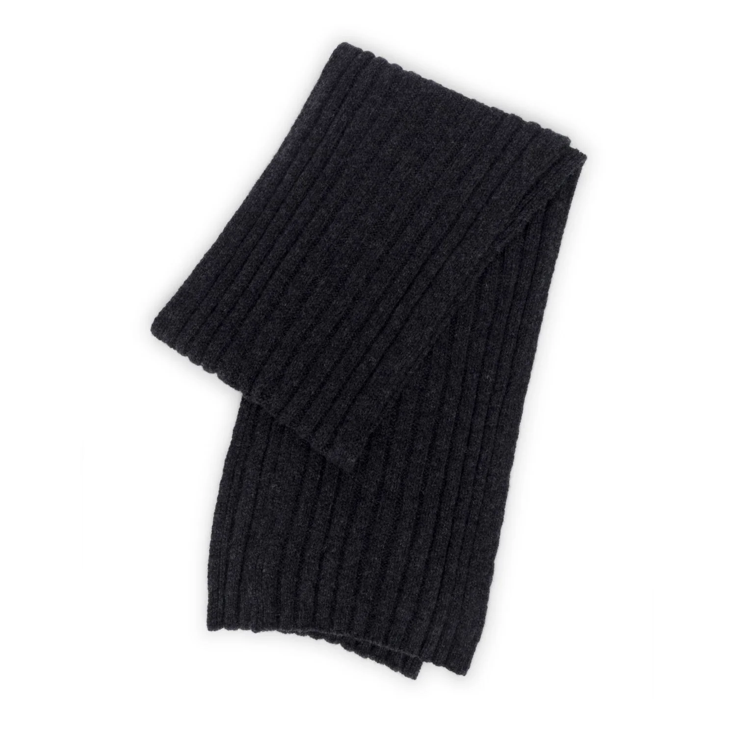 Charcoal Merino & Cashmere Ribbed Scarf - Image 2