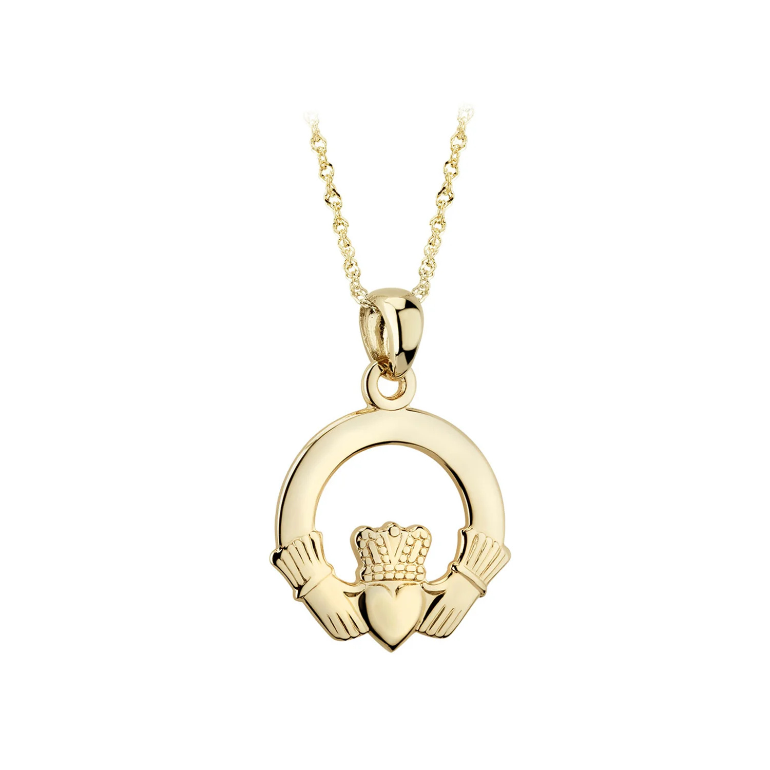 14K Small Claddagh Pendant, Yellow Gold - Image 2