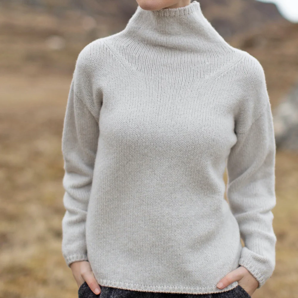 Cream, Funnel Neck Slouchy Sweater - Image 3