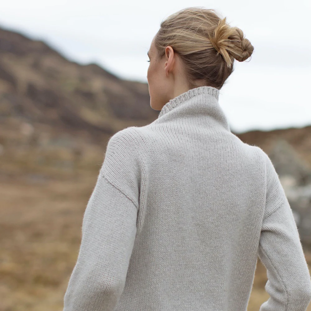 Cream, Funnel Neck Slouchy Sweater - Image 4