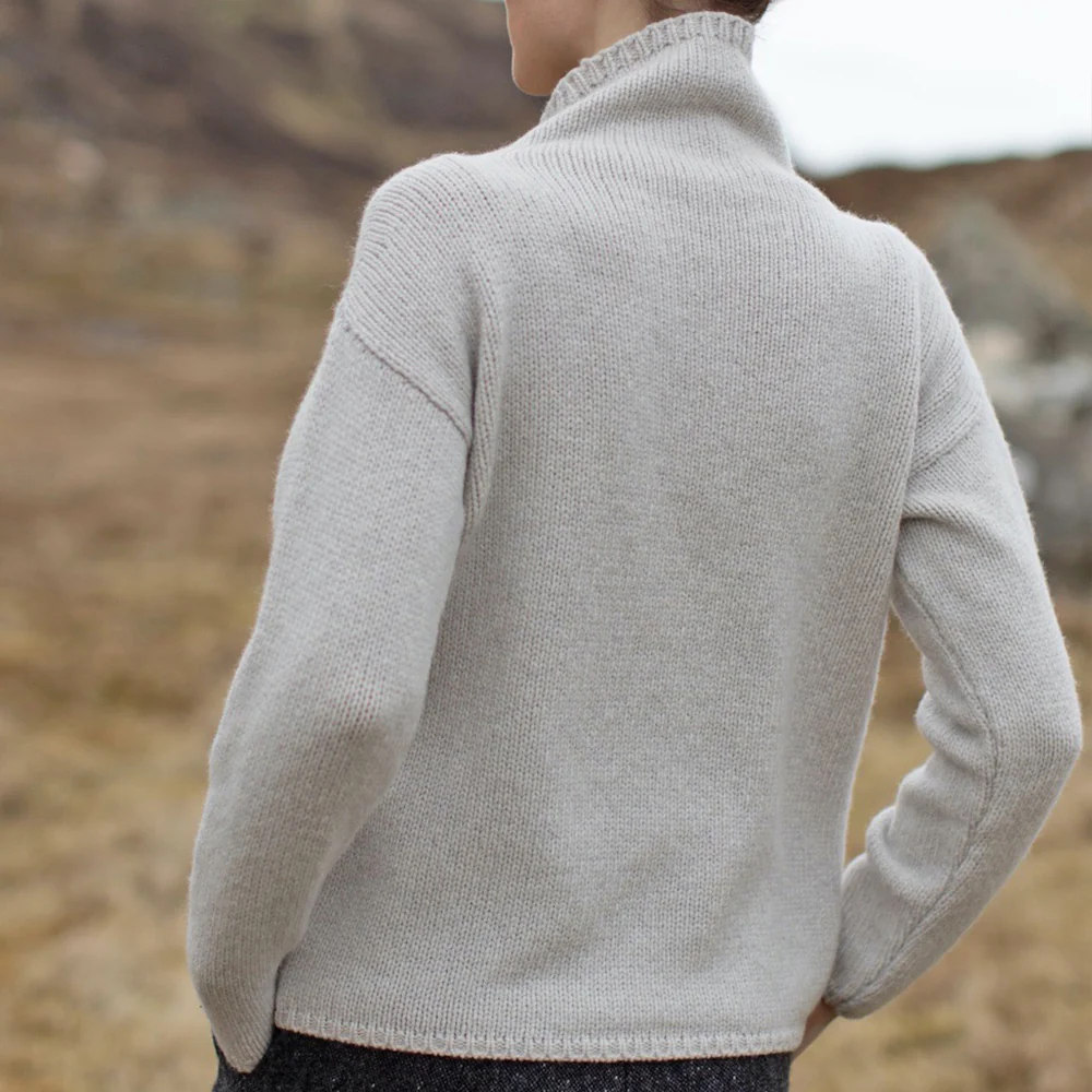 Cream, Funnel Neck Slouchy Sweater - Image 5