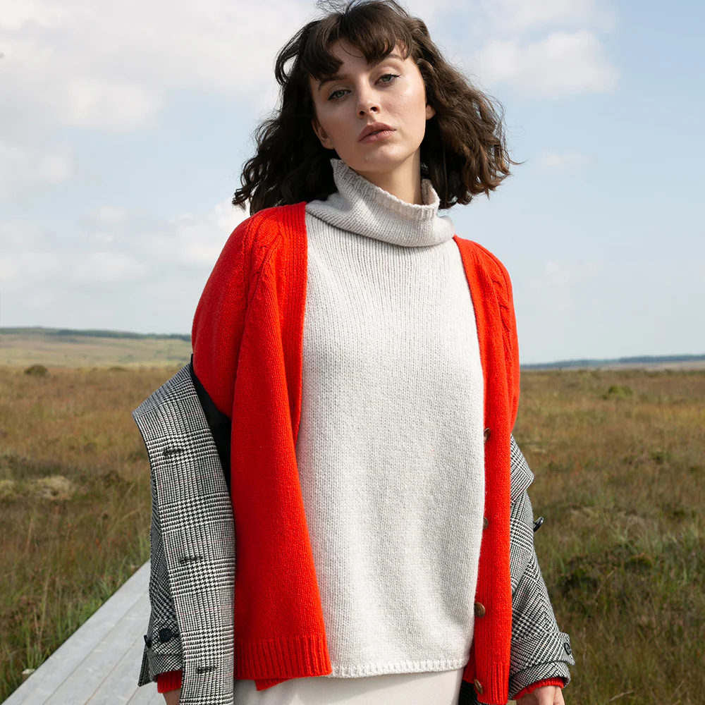 Cream, Funnel Neck Slouchy Sweater - Image 7
