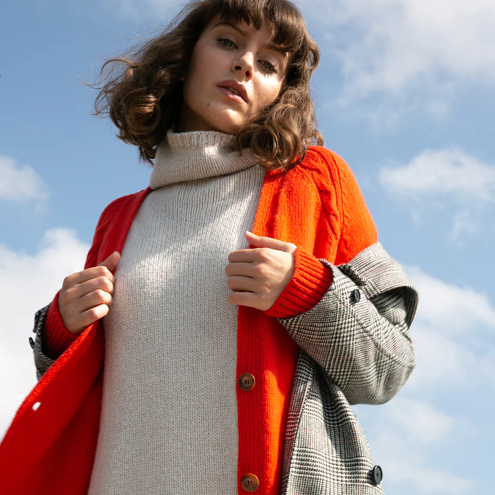 Cream, Funnel Neck Slouchy Sweater - Image 9
