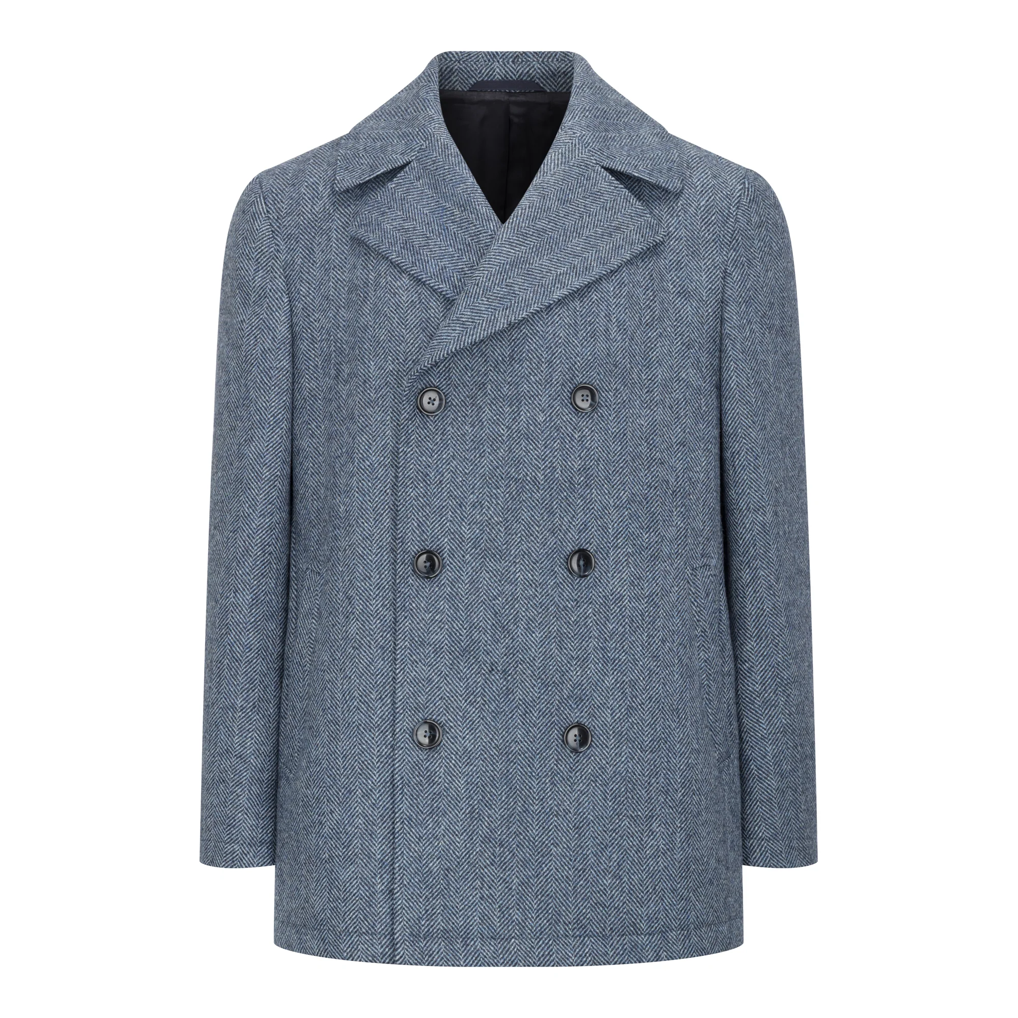Denim Herringbone Cathal Irish Tweed Peacoat - Image 4