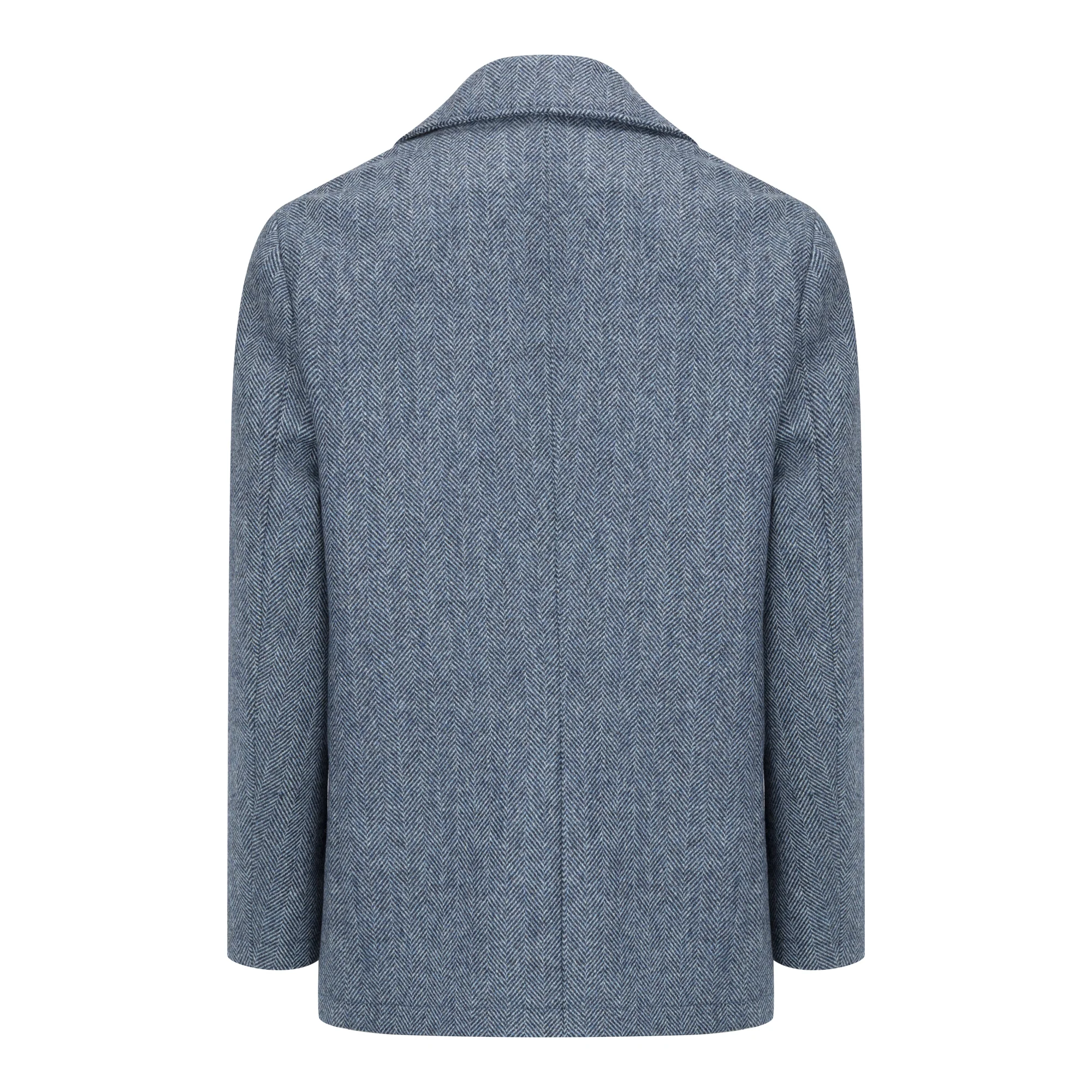 Denim Herringbone Cathal Irish Tweed Peacoat - Image 5