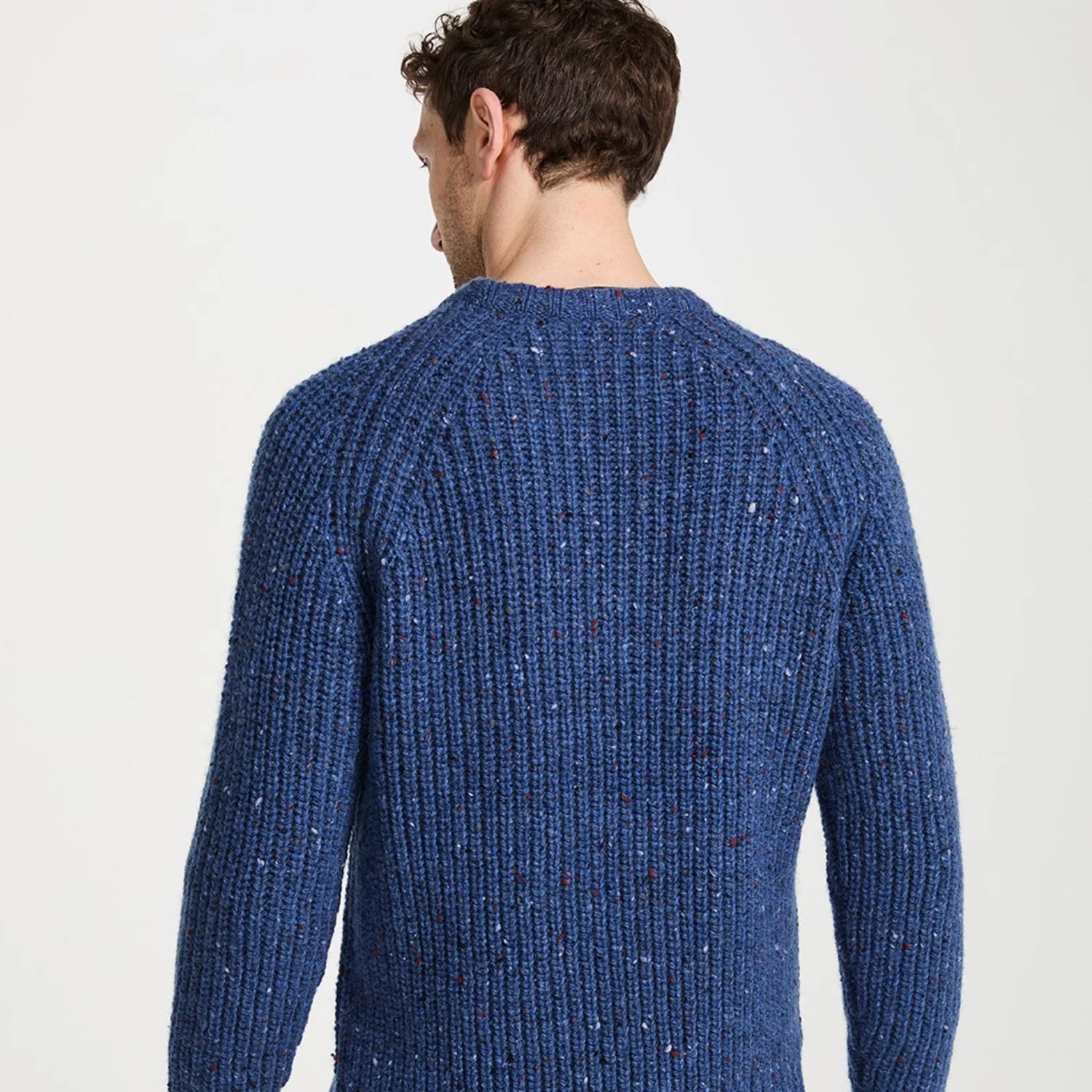 Denim Nepped Crew Neck Wool Sweater - Image 2