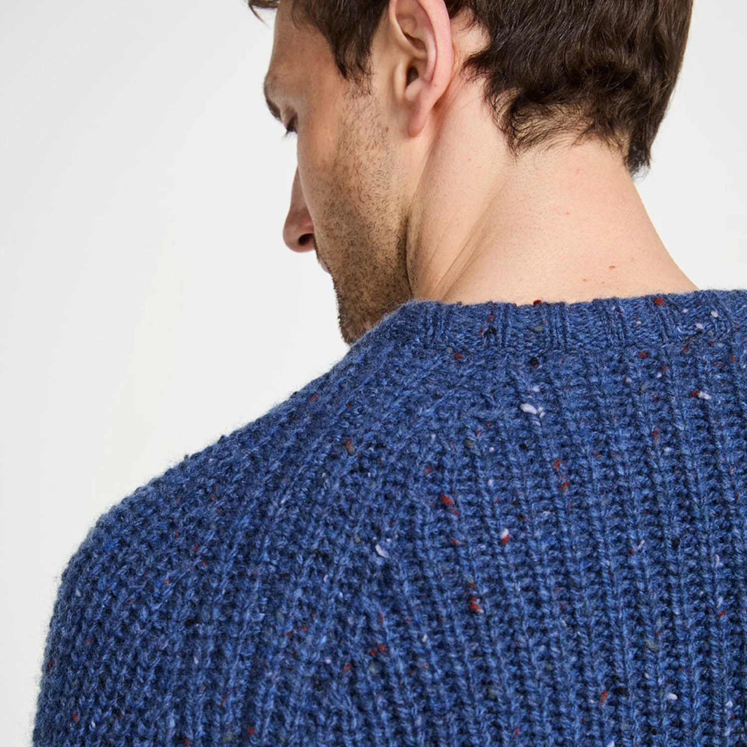 Denim Nepped Crew Neck Wool Sweater - Image 4