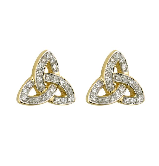 14K Diamond Trinity Knot Stud Earring - Yellow Gold