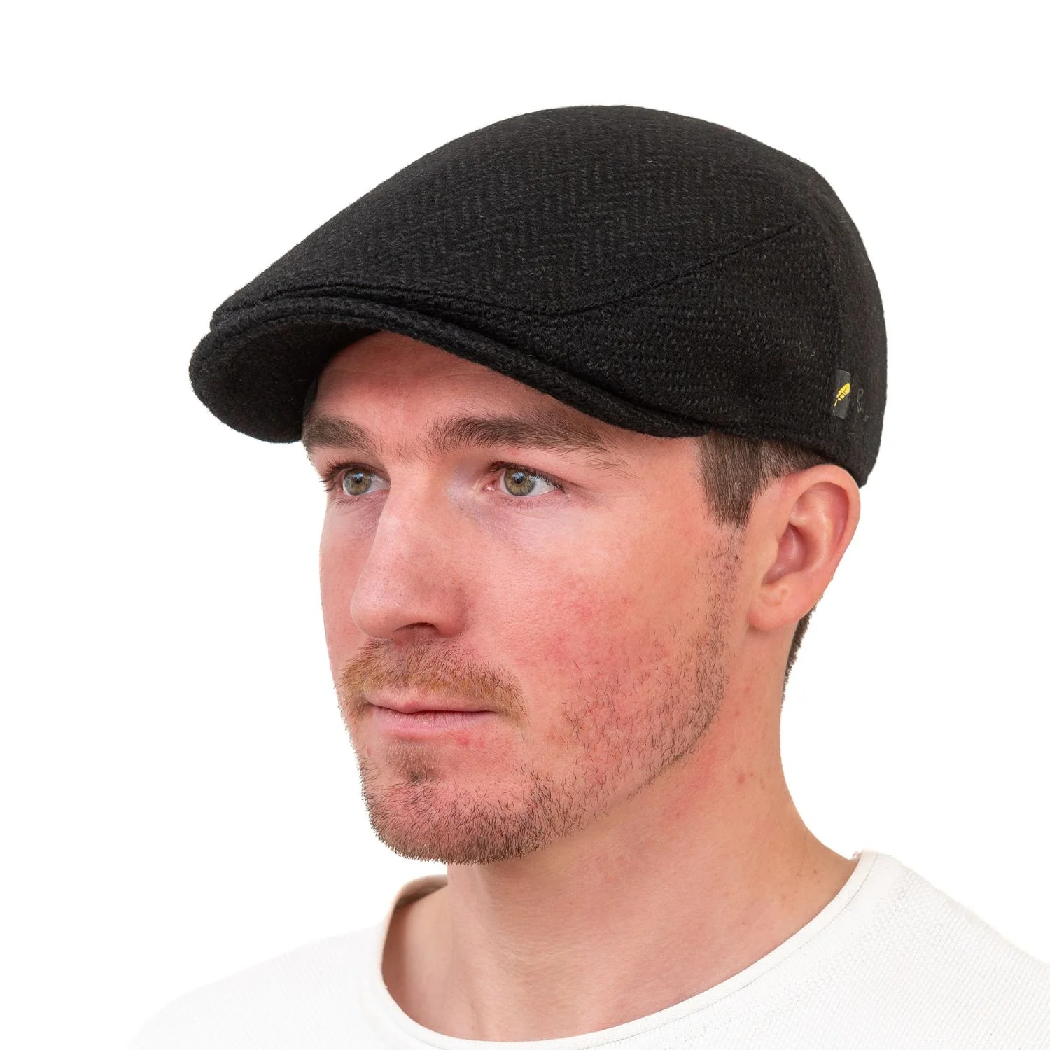 Black Herringbone Dubliner Flat Cap - Image 6