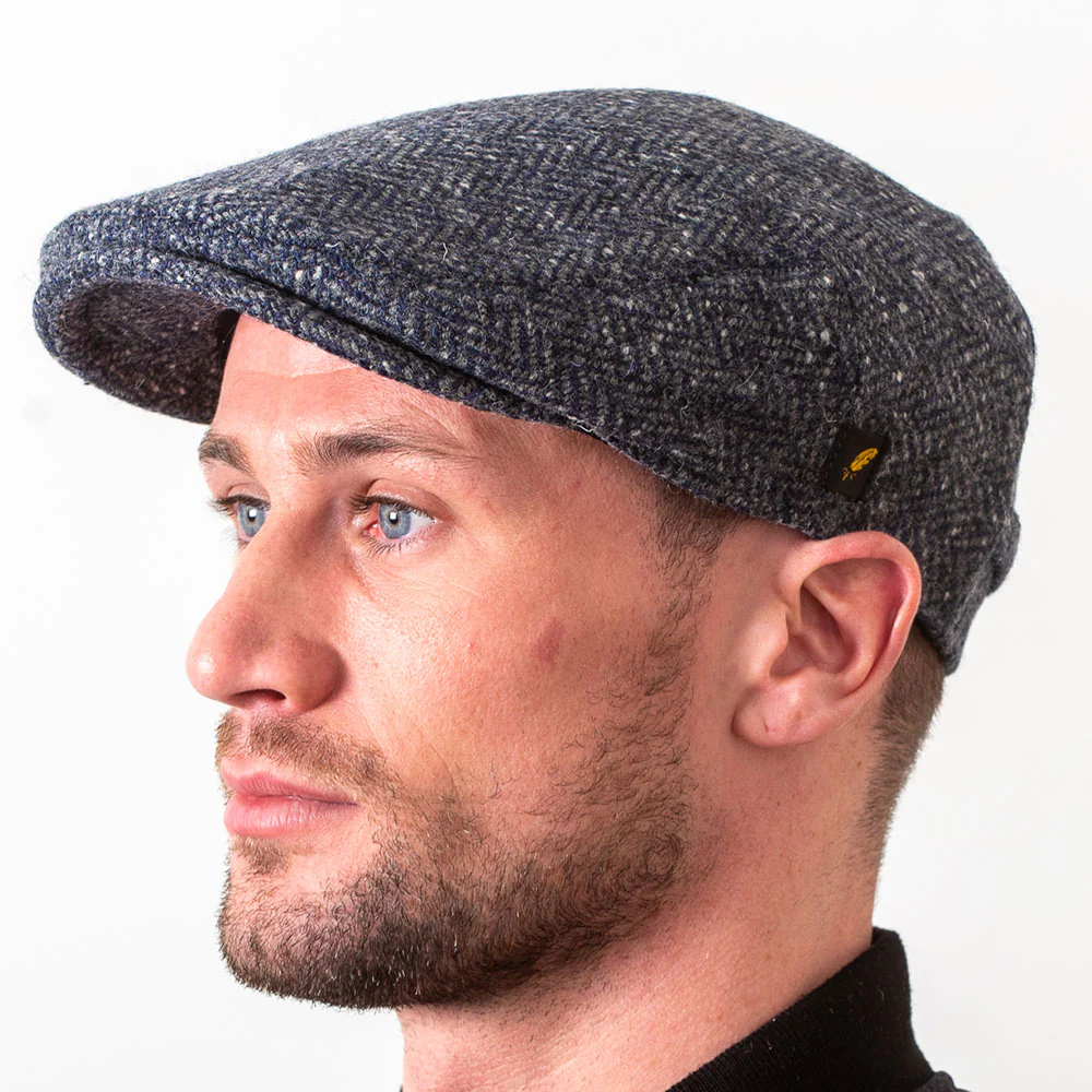 Denim Herringbone Dubliner Flat Cap - Image 4
