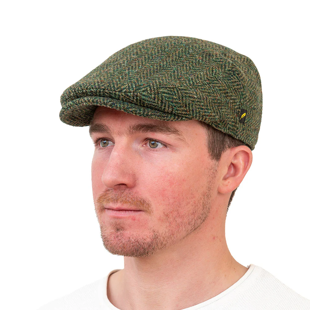 Green Herringbone Dubliner Flat Cap - Image 3