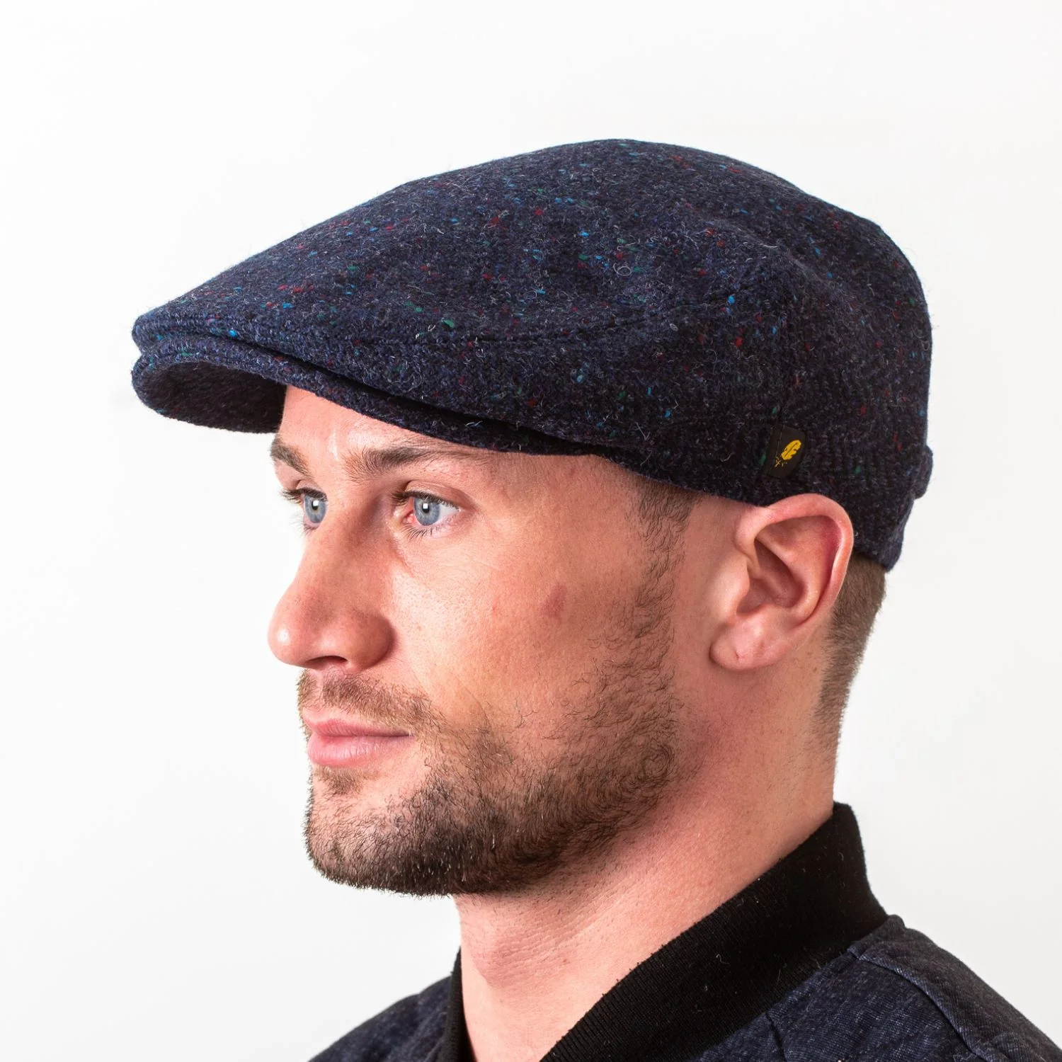 Navy Herringbone Dubliner Flat Cap - Image 3