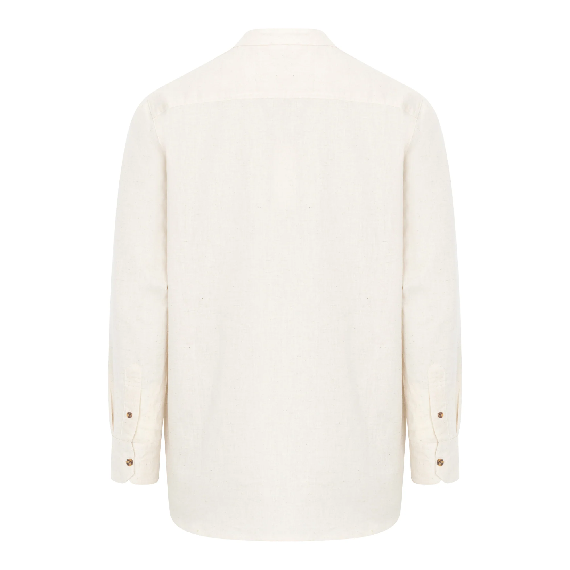 Natural Beige Linen & Cotton Grandfather Shirt - Image 2