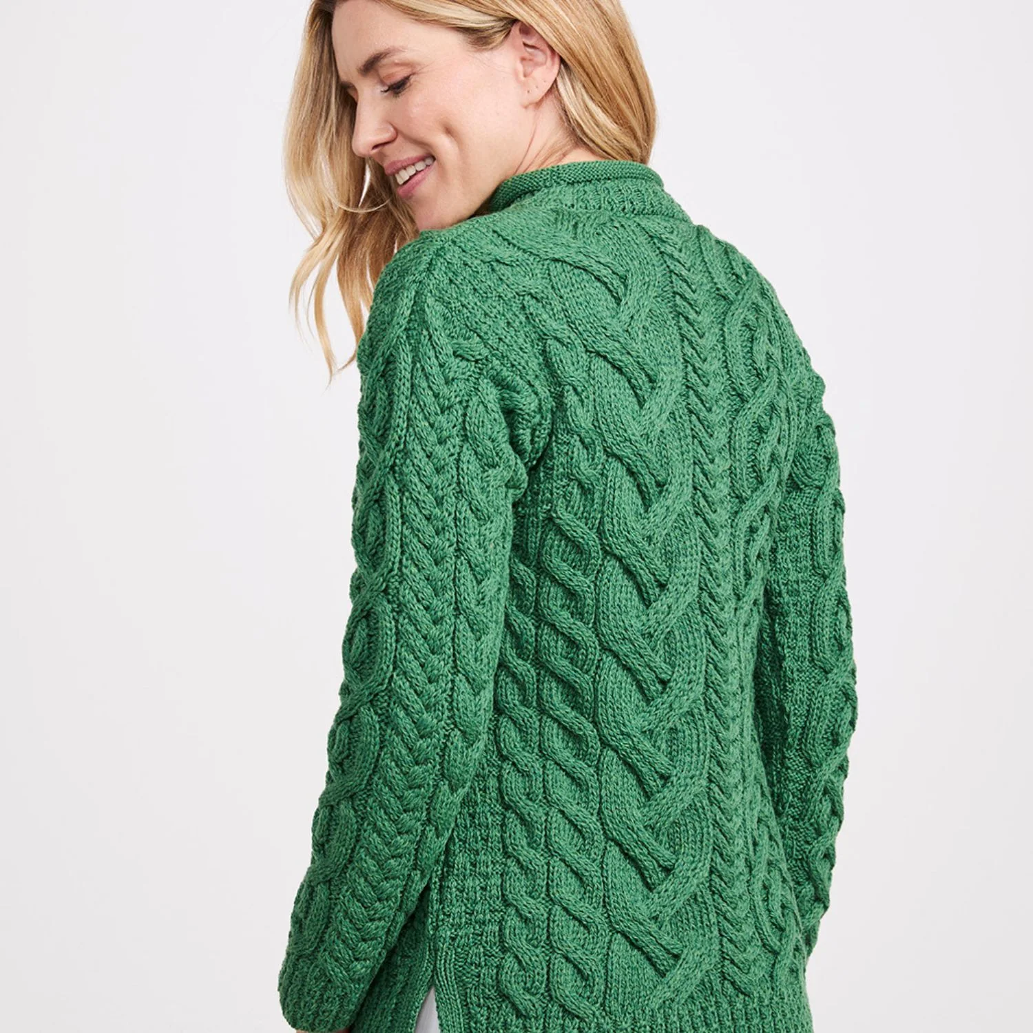 Green Cable Knit Roll Neck Sweater - Image 4