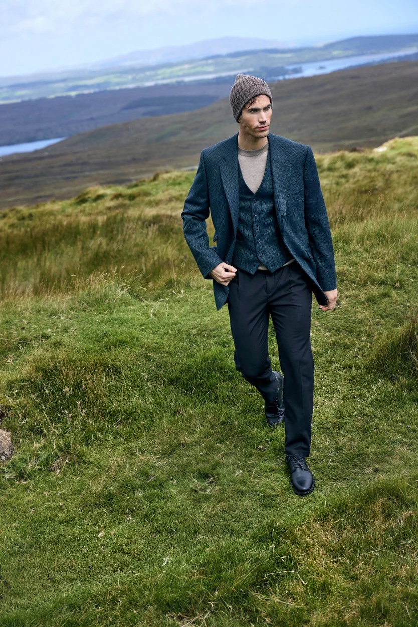 Green & Navy Herringbone James Classic Tweed Jacket