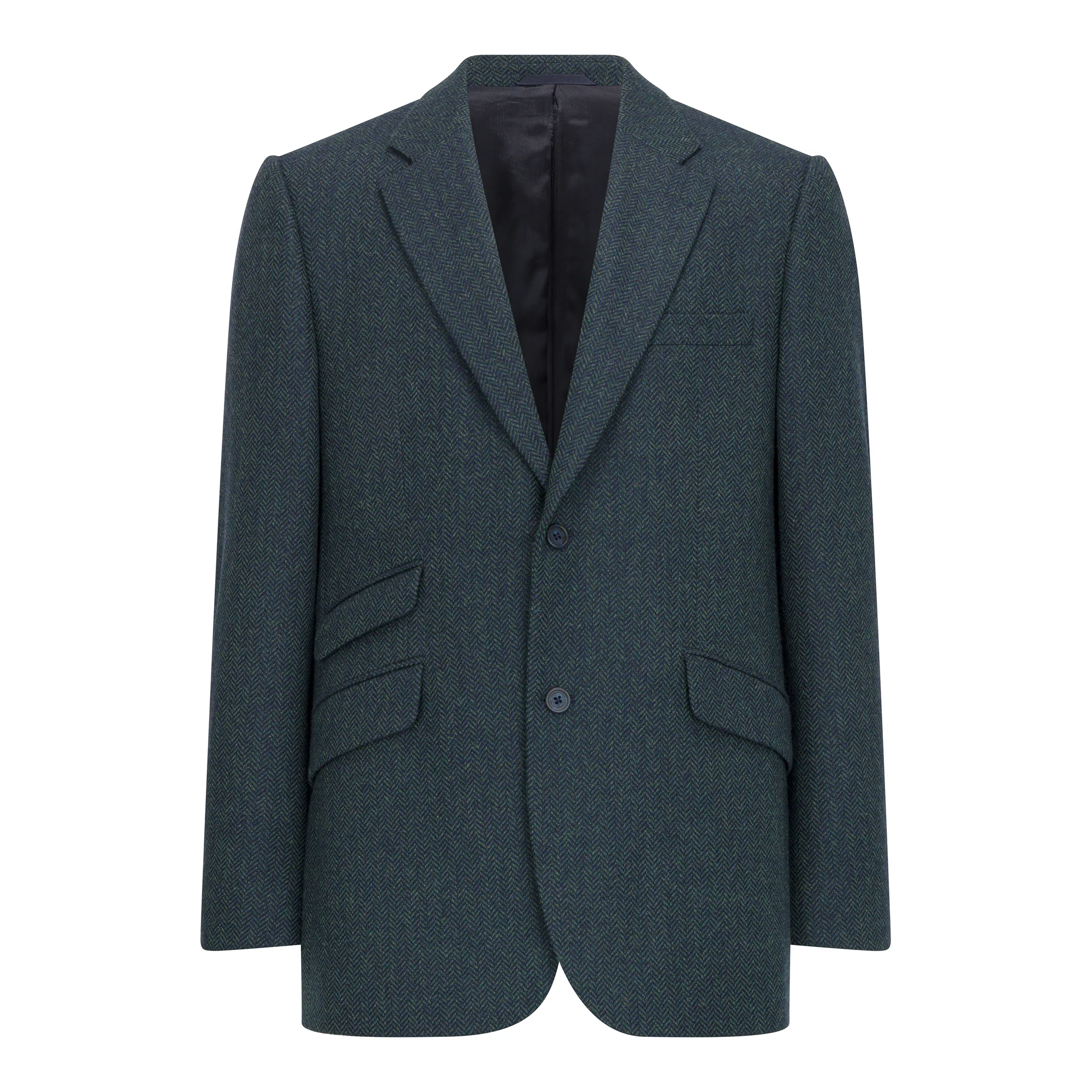 Green & Navy Herringbone James Classic Tweed Jacket - Image 4