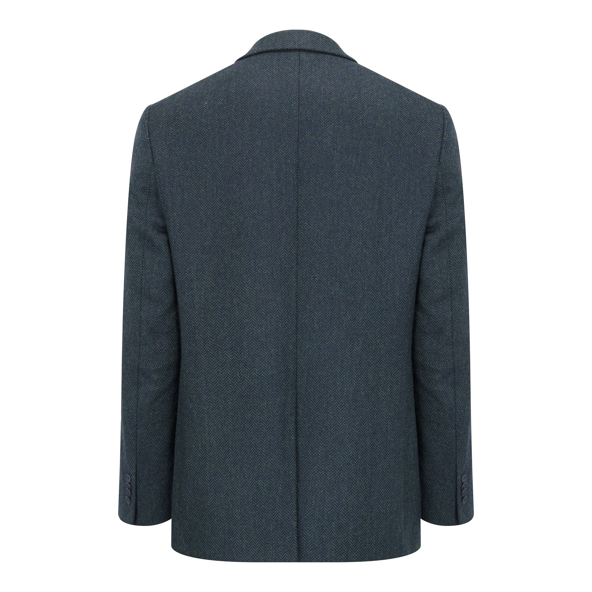 Green & Navy Herringbone James Classic Tweed Jacket - Image 5