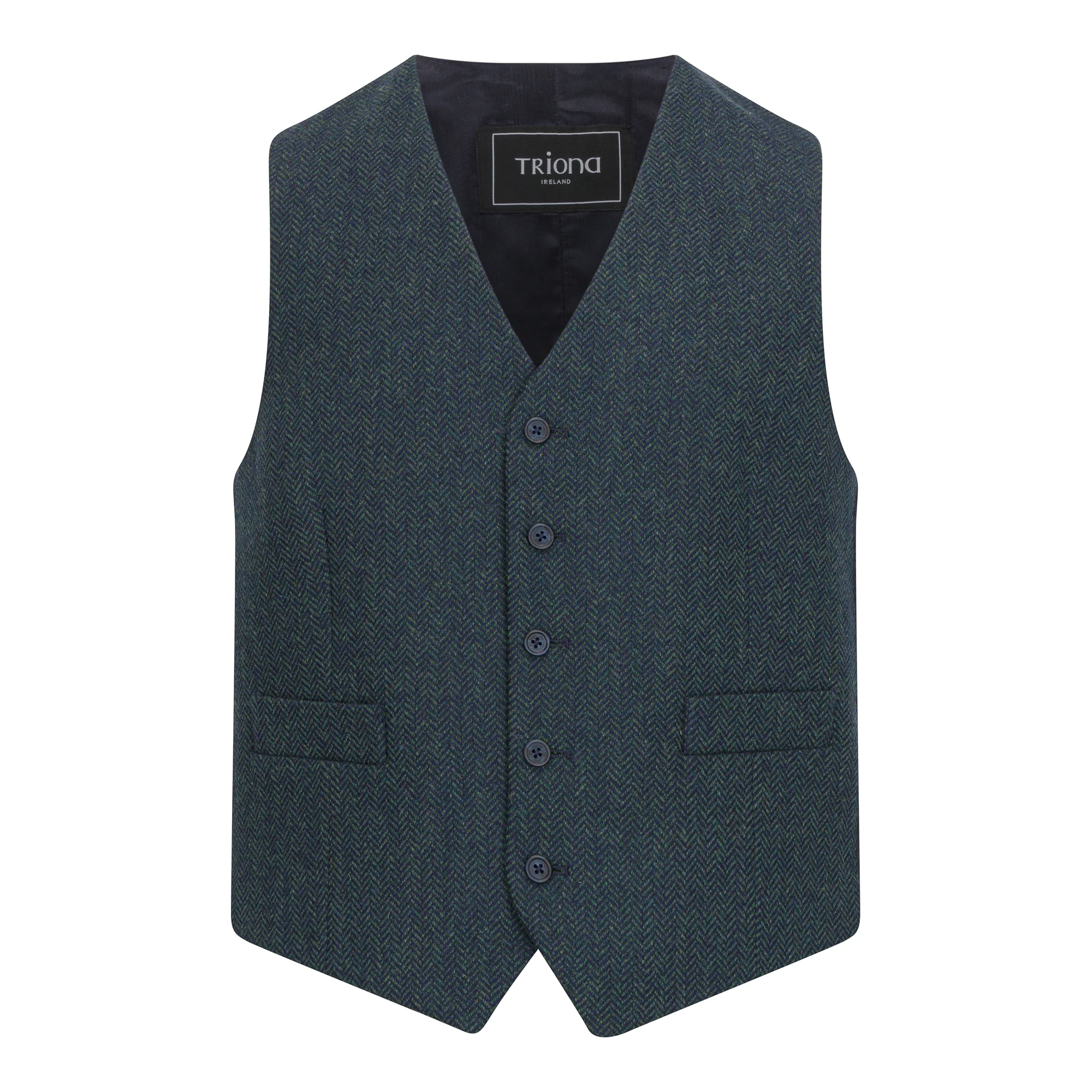 Green & Navy Herringbone Michael Irish Tweed Waistcoat
